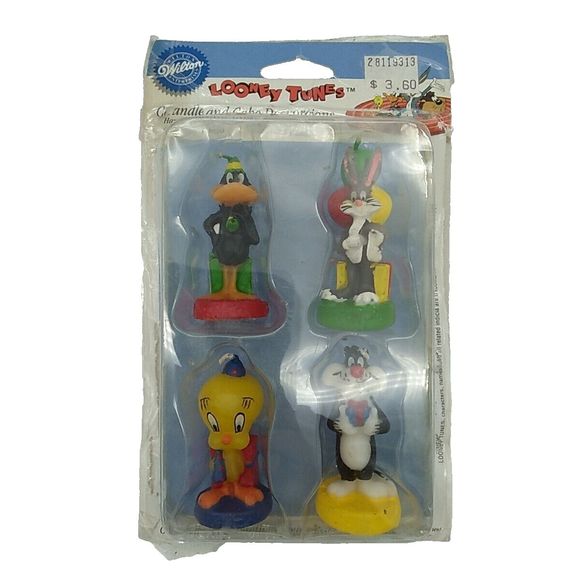 Vtg 4 Piece Looney Tunes Candles Cake Decorations Daffy Bugs Tweety & Sylvester - Picture 3 of 5
